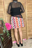XCH13320 Multi color Aztec printed short skirt (FS8)