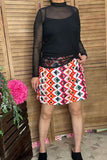 XCH13320 Multi color Aztec printed short skirt (FS8)