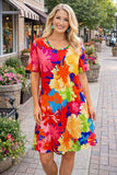 Shop Floral printed & short sleeve women's dress w/side pockets GJQ15681 AS2