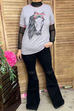 Southern Stitch horse printed grey short sleeve top DLH11778-1