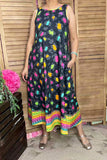 GJQ15301 Serape bottom & leopard  printed sleeveless w/side pockets women dress AS1S