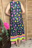 GJQ15301 Serape bottom & leopard  printed sleeveless w/side pockets women dress AS1S