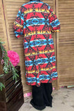 GJQ11895 Multi color Aztec printed 3/4 sleeve women cardigan HS1/AS6