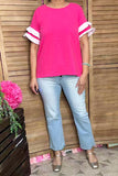 Shop women's clothing wholesale Double pink ruffle short sleeve women top BQ15926 (DS11)