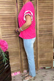 Shop women's clothing wholesale Double pink ruffle short sleeve women top BQ15926 (DS11)