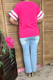 Shop women's clothing wholesale Double pink ruffle short sleeve women top BQ15926 (DS11)