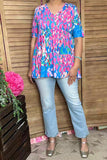 Southern Stitch Multi color leopard printed short sleeve women top GJQ16253 (ES1)