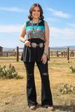 YMY12590 Leopard & floral black color block tank top (FS9)