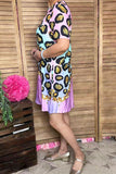 Women's dress wholesale Leopard printed w/short sleeves XCH14849 DS12