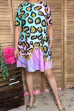 Women's dress wholesale Leopard printed w/short sleeves XCH14849 DS12