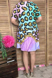 Women's dress wholesale Leopard printed w/short sleeves XCH14849 DS12