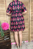 Western chic floral short sleeves women boutique dress GJQ16149 (AS2)