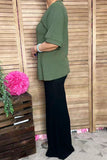 Trendy green ribbed knitted fabric short sleeve women boutique top SP16450 IS2