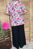 Spring multicolor floral printed short sleeve women top GJQ16622 FS11