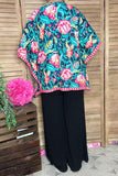 Multi color floral printed poncho casual loose women blouse GJQ16326(CS2)