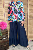 Multi color western patterns printed puff long sleeve women blouse BQ16287 (FS1)