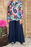 Multi color western patterns printed puff long sleeve women blouse BQ16287 (FS1)