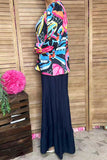 Multi color western patterns printed puff long sleeve women blouse BQ16287 (FS1)