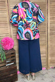 Multi color western patterns printed puff long sleeve women blouse BQ16287 (FS1)