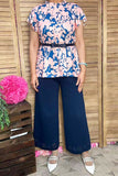 Chic floral print bell short sleeve women's boutique top XCH15808 (CS2)