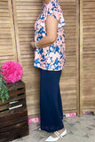 Chic floral print bell short sleeve women's boutique top XCH15808 (CS2)