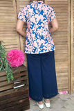 Chic floral print bell short sleeve women's boutique top XCH15808 (CS2)