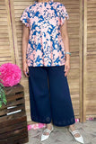 Chic floral print bell short sleeve women's boutique top XCH15808 (CS2)