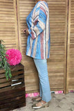 Striped Women's blouse w/drop shoulder 3/4 sleeves XCH15692