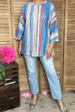 Striped Women's blouse w/drop shoulder 3/4 sleeves XCH15692