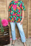 Trendy floral short sleeve women boutique blouse Southern Stitch GJQ16397 IS2