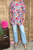 Spring multicolor floral printed short sleeve women top GJQ16622 FS11