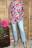 Spring multicolor floral printed short sleeve women top GJQ16622 FS11