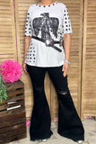 Ladies t-shirt wholesale Eagle & Stars printed short sleeve women top DLH14782 IS18