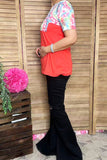 Orange/multi color tie dye short sleeve top w/front pocket GJQ9208 (ES8)