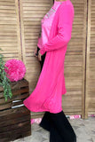 Pink soft fabric & side pockets women cardigan w/long sleeve XCH15660