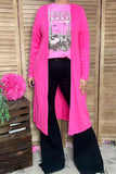 Pink soft fabric & side pockets women cardigan w/long sleeve XCH15660