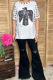 Ladies t-shirt wholesale Eagle & Stars printed short sleeve women top DLH14782 IS18