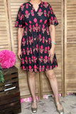 Western chic floral short sleeves women boutique dress GJQ16149 (AS2)