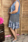 GJQ14048 Tie dye black dot black/white striped baby doll sleeveless women dress
