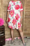 Wholesale High-low style floral printed short sleeves women dresses YMY13143 AS11