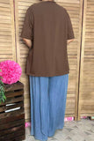 BQ14810 Sparkling rhinestone boots patterns brown short sleeve women top IS10