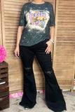 Western BACK TO THE 90`S tie dye short sleeve women top DLH13854 IS11