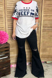 XCH14431 RAISED ON BEEF printed short sleeve women top IS8