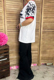 XCH14431 RAISED ON BEEF printed short sleeve women top IS8