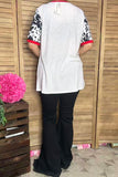 XCH14431 RAISED ON BEEF printed short sleeve women top IS8