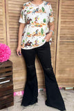 Western cowboy printed short sleeve women t-shirt XCH16916(ES2)
