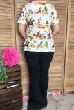 Western cowboy printed short sleeve women t-shirt XCH16916(ES2)