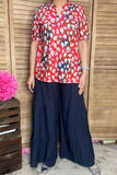 Buy Women blouse Leopard printed & short sleeve & V-neckline GJQ15877 (ES3)