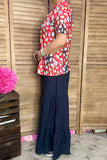 Buy Women blouse Leopard printed & short sleeve & V-neckline GJQ15877 (ES3)