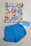 Floral flutter sleeve top & blue shorts 2pc girls sets DLH1215-13 A3S2